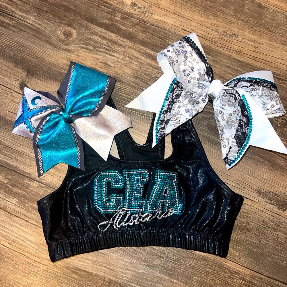 Cheer extreme allstars sports bra and bows